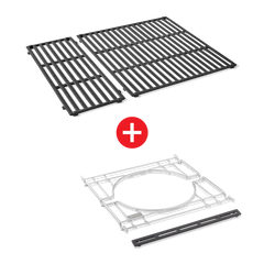 WEBER CRAFTED Porcelain-Enameled Cast-Iron Cooking Grates & Frame Kit  – SPIRIT 300 series, SEARWOOD 600, & SMOKEFIRE EX4